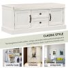 Storage Bench with 2 Drawers and 2 Cabinets,Shoe Bench with Removable Cushion for Living Room,Entryway - White - Solid Wood