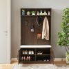bedroom, porch wardrobe storage rack, Storage Shoe Cabinet, with Clothes Hook, with Sponge Pad Product, Multiple Storage Racks - dark color