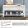 Shoe Rack with Cushioned Seat and Drawers,Multipurpose Entryway Storage Bench - White - Solid Wood