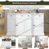 Kitchen Sideboard Storage Buffet Cabinet with 2 Drawers & 4 Doors Adjustable Shelves for Dining Room,Living Room - Antique White - Particle Board