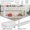 Rustic Entryway Console Table,60" Long Sofa Table with two Different Size Drawers and Bottom Shelf for Storage - Antique White - Solid Wood