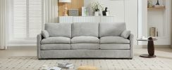 89" Cozy Upholstered 3-seater Sofa Oversized Comfy Cloud Sofa Double Cushion 3-seater Sofa Plush Cushion Sofa Couch for Living Room, Light Grey