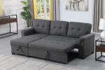 Lucca 84" Dark Gray Linen Reversible Sleeper Sectional Sofa with Storage Chaise - as Pic