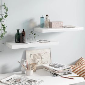 Floating Wall Shelves 2 pcs High Gloss White 23.6"x9.3"x1.5" MDF - White