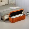 COOLMORE Storage Ottoman,Bedroom End Bench,Upholstered Fabric Storage Ottoman, Orange