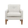 Modern Living Room Chair Beige Chenille Upholstery Pocket Coils Solid Wood Legs Furniture 1pc Armchair - as Pic
