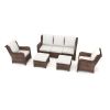 Patio Furniture Set Rattan Outdoor Sectional Conversation Sets 3-Seat Outdoor Couch,2 Single Chair and 2 Ottoman (Bron-Off White, Set of 5)
