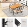 5 Pieces Dining Set Wooden Table and 4 Cushioned Chairs - as show