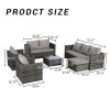 5 Piece Patio Furniture Set,Outdoor Wicker Rattan Sofa Conversation Set All Weather Patio Sectional Sofa Set, Backyard