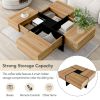 Unique Design Coffee Table with 4 Hidden Storage Compartments, Square Cocktail Table with Extendable Sliding Tabletop, 31.5"x 31.5" - as Pic
