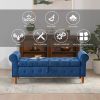 62" Bedroom Tufted Button Storage Bench, Modern Fabric Upholstered Ottoman, Window Bench (Blue)