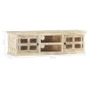 TV Stand White 51.2"x11.8"x14.2" Solid Wood Mango - White