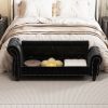 64.5" Bed Bench for Bed Room Nails Tufted Chaise of Lounge with Storage Velvet Upholstery Black - as Pic