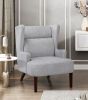 Contemporary Grey Wingback Accent Chair Chenille Upholstery Plywood Frame Living Room Furniture 1pc - as Pic