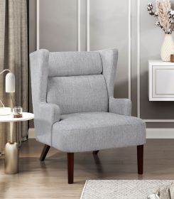 Contemporary Grey Wingback Accent Chair Chenille Upholstery Plywood Frame Living Room Furniture 1pc - as Pic