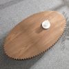 Modern Handcraft Drum Coffee Table Length 43.7 inch Ellipse Coffee Table for Living Room,Oval Small Coffee Table with Sturdy Pedestal,Walnut MDF