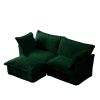 Slipcovered Sectional 2 Seater Sofa Couch with Convertible Ottoman, Wide and Deep Seat L Shaped Sofa,Green Corduroy Fabric - as Pic