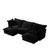 Slipcovered U Shape Sectional Deep Seat Sofa Couch, 3 Seater Sofa with French Edges Design Multiple Big Pillows, Black - as Pic