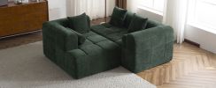 101.2" Sectional Sofa Full-Compressed Sofa Modular Sofa Couch Free-combined Sofa with Deep Seating for Living Room, Green - as Pic