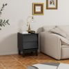 2 Set Nightstands Features Vintage-style and Bevel Design, Made of MDF, Mid Century Modern Nightstand, Night Stand for Bedroom - Black - MDF