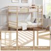 Twin over Twin Bunk Bed with Ladder,Wooden Bunk Bed with High Guardrail and Ladder for Kids, Teens, Dorm Rooms, and Guest Rooms-White - Natural Wood