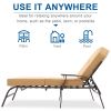 Adjustable Outdoor Steel Patio Chaise Lounge Chair with 5 Positions, UV-Resistant Cushions Beige - Cushions Beige