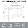 Metal Bunk Bed Twin Over Twin, Low Profile Bunk Bed Frame withBuilt-in Ladder, High Guardrail and Metal Slats- White - Iron
