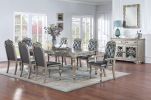 Formal 1pc Dining Table w 2x Leaves Only Silver / Grey Finish Antique Design Rubberwood Large Family Dining Room Furniture - as Pic