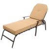 Adjustable Outdoor Steel Patio Chaise Lounge Chair with 5 Positions, UV-Resistant Cushions Beige - Cushions Beige