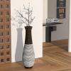 39-Inch Tall Standing Designer Floor Vase - Durable Artificial Rattan - Elegant Two-Tone Dark Brown Finish