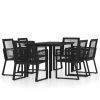 7 Piece Patio Dining Set Black - Black