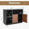 Industrial Sideboard Cabinet with Removable Wine Rack and Glass Holder - Black, Brown