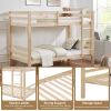 Twin over Twin Bunk Bed with Thick Posts,Wooden Bunk Bed with High Guardrail and Ladder - Natural - Wood