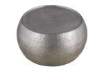 CT501 Modern Contemporary Round Aluminum material 32" Coffee Table, Farmhouse Table with Glossy Hand Hammered Design Antique Silver - as Pic