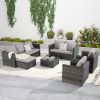 5 Piece Patio Furniture Set,Outdoor Wicker Rattan Sofa Conversation Set All Weather Patio Sectional Sofa Set, Backyard