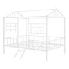 Metal House Bed Frame Full Size with Slatted Support No Box Spring Needed  - White