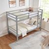 Twin over Twin Bunk Bed with Thick Posts,Wooden Bunk Bed with High Guardrail and Ladder for Kids, Teens, Dorm Rooms, and Guest Rooms,Grey - Wood