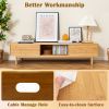 1PC 63 Inches Mid Century Modern Bamboo TV Stand with Sliding Doors TV Stand - Natural