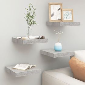 Floating Wall Shelves 4 pcs Concrete Gray 9.1"x9.3"x1.5" MDF - Grey