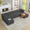 U shape Modular Sectional Sofa, Compressed Sectional Sofa Modern Minimalist Style Corduroy Couch, GREY
