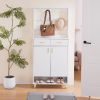 Entryway Bedroom Armoire,Shoe Cabinet,Wardrobe Armoire Closet, Drawers and Shelves, Handles, Hanging Rod, white - as picture