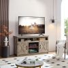 Farmhouse Barn door TV Media Stand Modern Entertainment Console for TV Up to 65" with Open and Closed Storage Space - Gray Wash - MDF