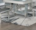 Formal Traditional Dining Table Rectangle Table w Leaf Silver Hue Glass Top 1pc Dining Table Dining Room Furniture - as Pic