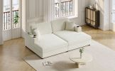 86.5" Oversized Loveseat Chaise Lounge Sectional Sofa Bed Corduroy Sleeper Sofa with Two USB Ports, Beige