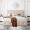Upholstered Platform Bed with Classic Headboard and 4 Drawers, No Box Spring Needed, Linen Fabric, Queen Size Beige(OLD SKU :LP000114AAA) - pic