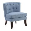 1pc Modern Blue Upholstery Button Tufted Accent Chair Solid Wood Legs Classic Living Room Furniture - as Pic