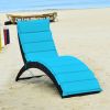 Foldable Patio Lounge Chair with Cushion for Backyard - Turquoise