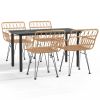 5 Piece Patio Dining Set Poly Rattan - Brown