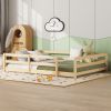 Full Size Floor Bed, Montessori Floor Bed with Fence, Kids Montessori Bed Full Size, Wood Montessori Floor Bed for Kids, Girls, Boys (NATURAL)