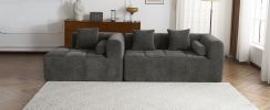 101.2" Sectional Sofa Full-Compressed Sofa Modular Sofa Couch Free-combined Sofa with Deep Seating for Living Room, Grey - as Pic